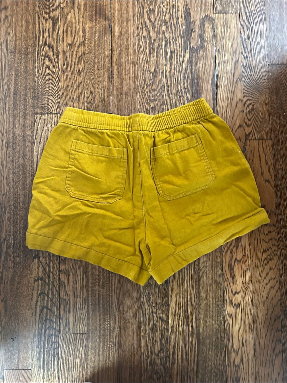 OLD NAVY Mustard Yellow Linen Blend Drawstring Cuffed Shorts - Picture 2 of 4
